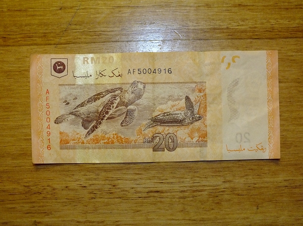 ボルネオのおカネ RM20　新、裏　2013.5.3